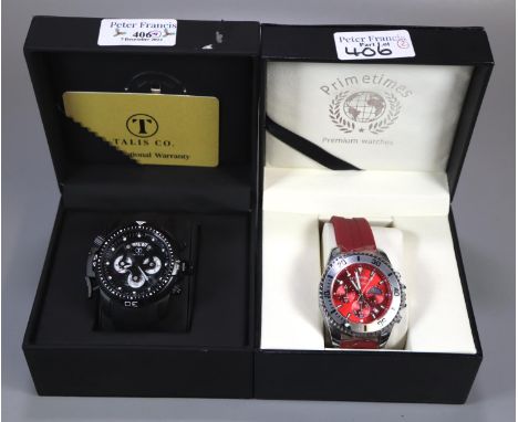 Modern Talis black chronometer gent's wristwatch in original box. Together with a Primetimes Mariner gent's wristwatch in ori