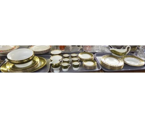 Three trays of Wedgwood ‘Florentine’ dinner and coffee ware: four dinner plates , Six side plates, six tea plates , six espre