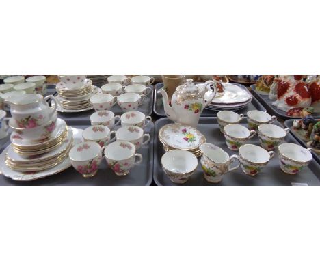 Four trays of china: Salisbury 'June' bone china tea ware, six cups, saucers and tea plates, sandwich plate, milk jug and sug