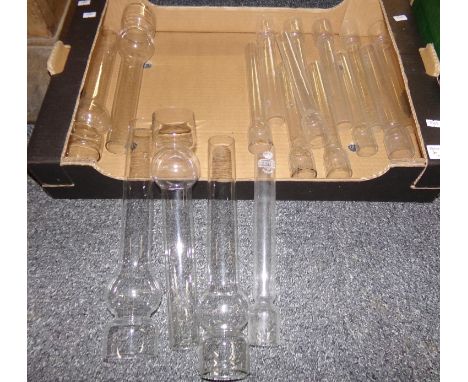 Box of glass Globe-Vulcan lamp chimneys and other glass chimneys (17). (B.P. 21% + VAT)&nbsp; &nbsp;Generally good condition 