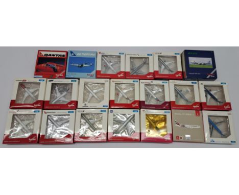 Herpa, a boxed 1:500 scale commercial aircraft group, to include; 511865 - Boeing 747-400 'Qantas, Wunala Dreaming', 502689 -