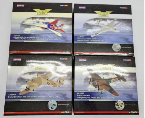 Corgi The Aviation Archive a boxed 1:72/1:144 scale aircraft group, to include; AA37504 - Mikoyan MiG-29A, Russian Air Force 