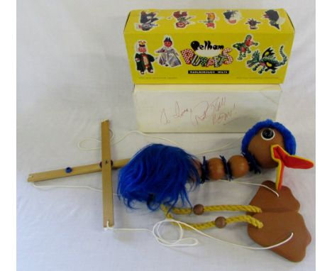 Pelham Puppet 'Rod Hull's Emu' signed on the bottom of the box by Rod Hull