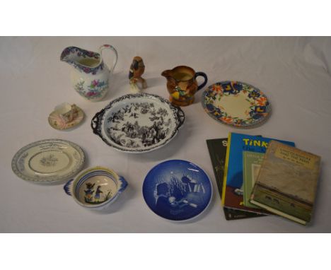 Goebel hawfinch figure, Quimper bowl, Spode water jug, Ashworth bowl, Limoges cup & saucer, Masons plate etc