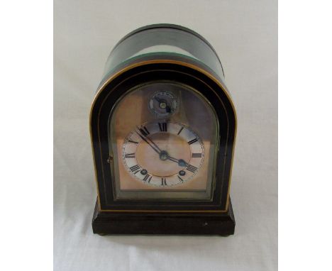 Brass faced Westminster chime mantle clock with bevelled glass in a domed case marked W & H sch