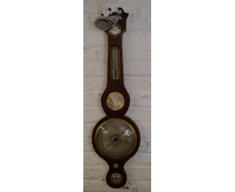 Victorian mahogany swan neck pediment top barometer (missing circular mirror - pt of frame inc)