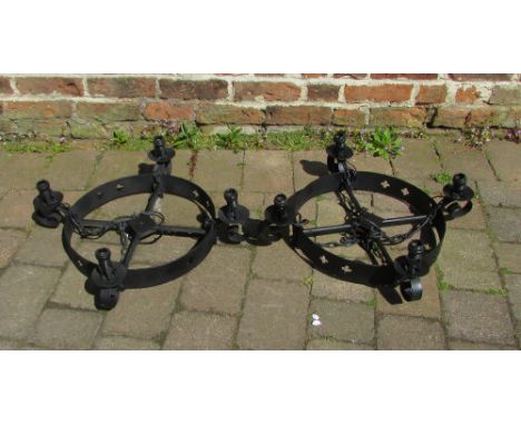 Pair of wrought iron Medieval style light fittings