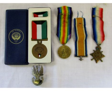 WWI Victory medal to 20277 CPL T Greatorex Shrops L and 1914/15 star to 20277 PTE T Greatorex Shrops L & Liberation of Kuwait