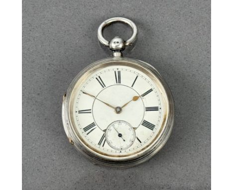 A Victorian silver open face, key wind fusee pocket watch - the 57mm case with chased cartouche to case back, hallmarked Robe