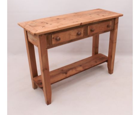A pine two-drawer console or hall table - with undertier. (LWH 107 x 39 x 76cm)