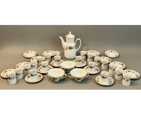 A Royal Doulton Larchmont pattern part coffee service - comprising a coffee pot; and 20 x coffee cups and saucers; together w