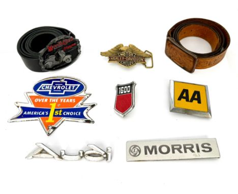 Automobilia: a small group of vintage car badges - comprising a 1970s Audi badge; a late-1970s Morris badge; a Ford '1600' ba