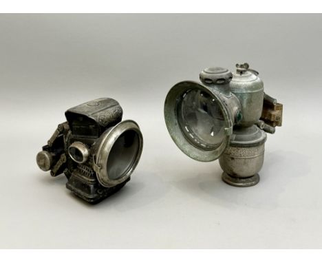 Two early 20th century bicycle or motorcycle lamps by Joseph Lucas Ltd - comprising a 'Silver King', in black finish, with 2&