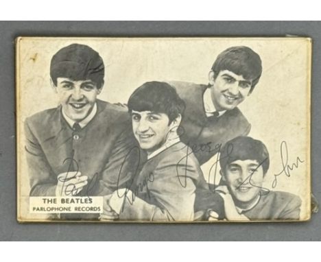 Memorabilia / Autographs - facsimile signed Beatles 1964 Promotional Parlophone Records Postcard with a portrait taken by Dez