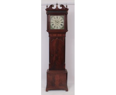 An early 19th century inlaid mahogany longcase clock signed A. Coats of Wigan - the eight day, bell strike movement fronted b