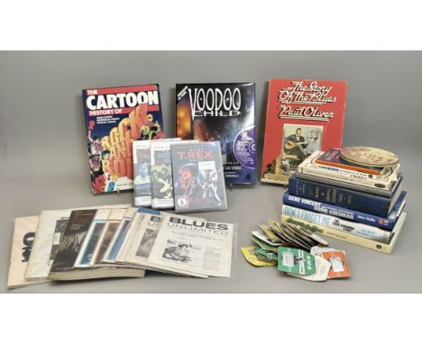 A small collection of Rock &amp; Roll and Blues related books and journals - subjects including Jimi Hendrix; Gene Vincent &a
