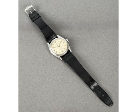 A scarce Rolex gentleman's large size stainless steel Oyster Perpetual Precision 'Bubble Back' automatic wrist watch, ref. 60