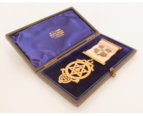 William Fleetwood Sheppard's 1888 Isaac Newton University Lodge 9ct gold jewel -  Companion of the Royal Arch jewel with enam
