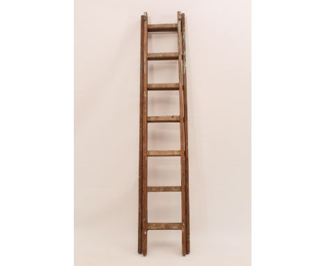 A vintage extending pine ladder - 183 x 35 cm, 345 cm long fully extended.