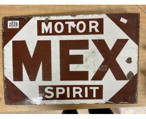 A vintage Motor Mex Spirit double sided enamel sign. 46cm x 30cm.