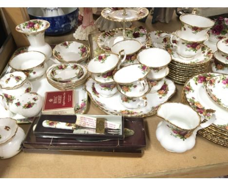 An Extensive Royal Albert Old dinner and tea set a six place setting with very many extras plates etc  including Christmas pl