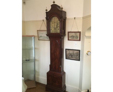 An 18th Century George III quality mahogany longcase clock maker Will Harvey of London with a caddy type case top brass finia