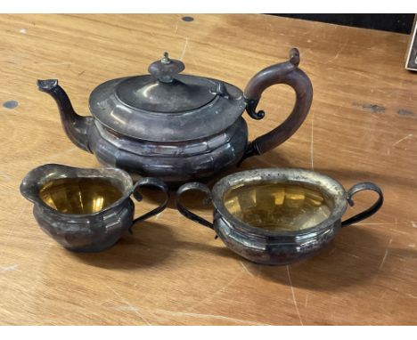 A 3 piece silver plated tea set together with a collection of silver plate and metalware  - NO RESERVE