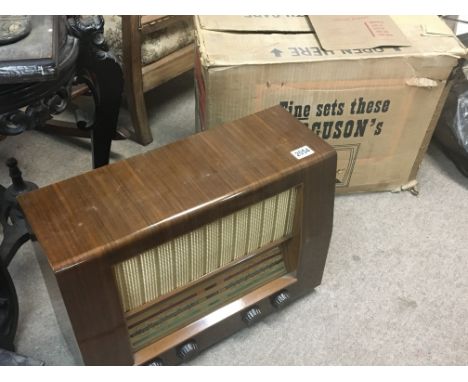 A Vintage walnut cased Ferguson Radio model 325A with original box and manual