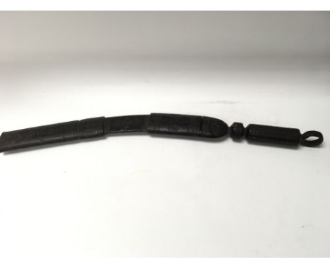 Unusual long leather scabbard and leather handled copper bladed knife possibly North African