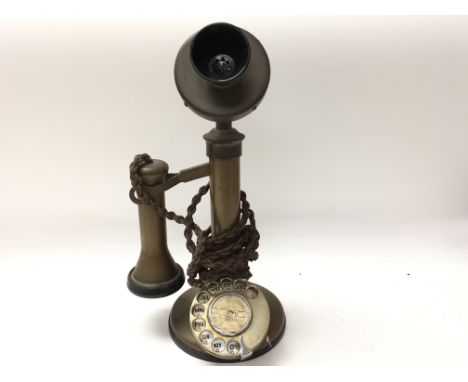 Vintage 1920s stick telephone in brass with original wiring