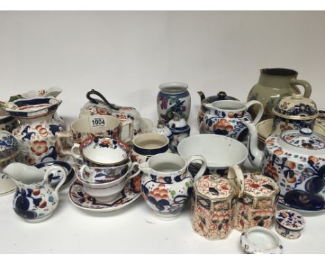 A collection of decorative Victorian ceramics including ironstone jugs cups saucers and plates etc. (a lot)