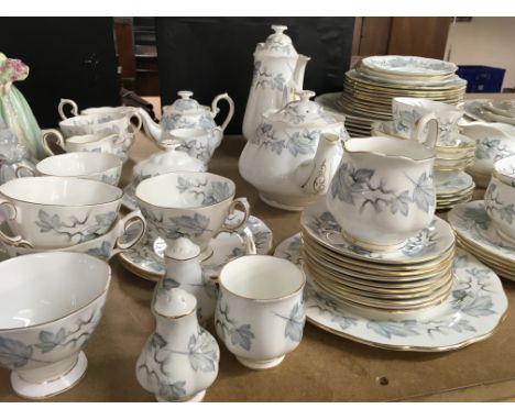 A Royal Albert silver Maple ,Tea / coffee Dinner service,including coffee pots cups saucers serving dishes dinner plates meat