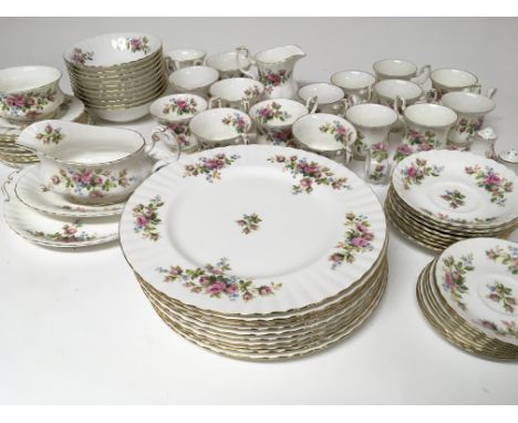 An Extensive Royal Albert Moss Rose pattern diner tea and coffee set eight place setting with four napkin rings condiments al