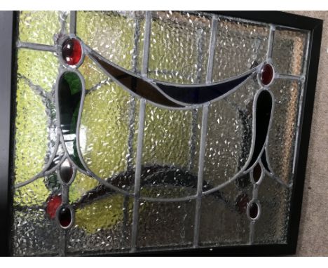 Two lead light windows 42 cm by 52 cm