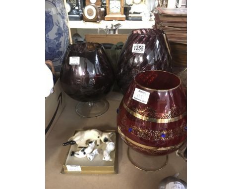 Three Murano glass vases, ceramic cats etc.  - NO RESERVE