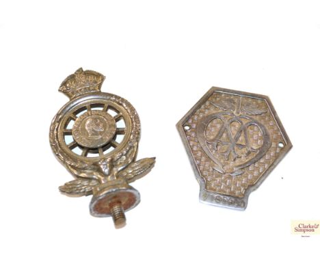 The Royal Automobile Club badge together with an AA badge