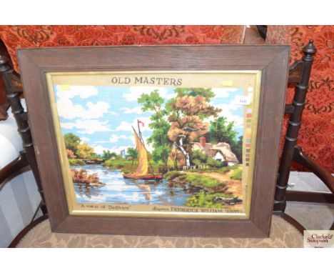 An oak framed tapestry "A View Of Dedham"