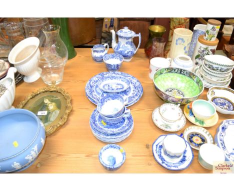 A quantity of Copeland Spode Italian pattern teaware, plates, coffee pot jug etc.