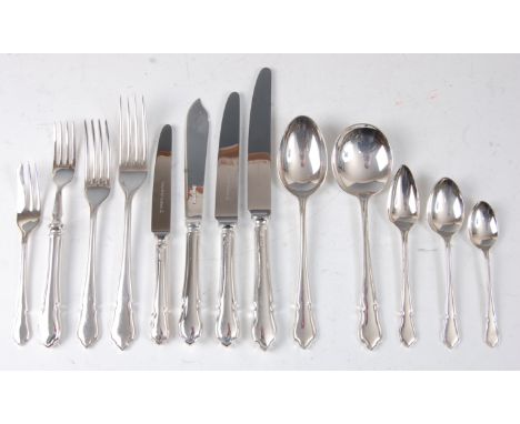 A modern Walker &amp; Hall full twelve place setting cutlery suite, comprising table forks, table knives (handles loaded), de
