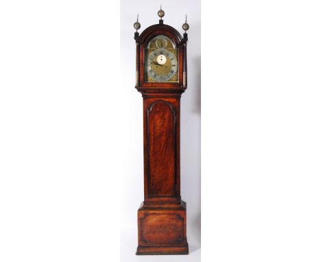 Thomas Smith of London - an early 19th century mahogany longcase clock, the hood having stop-fluted brass pilasters, flanking