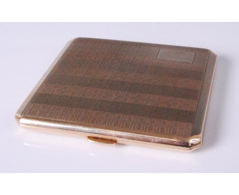 A 9ct gold engine turned pocket cigarette case,&nbsp;Birmingham assays, gross weight 94.2g, 7.5cm