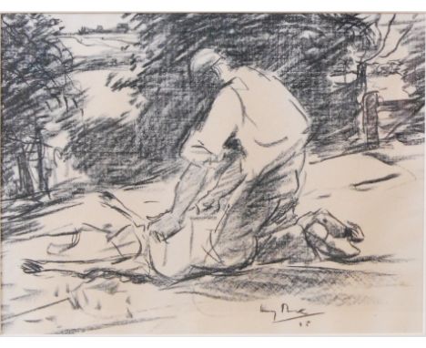 Harry Becker (1865-1928) - Sheep shearing, lithograph, 25 x 33cmCondition report: Paper with light rippling. The whole with b