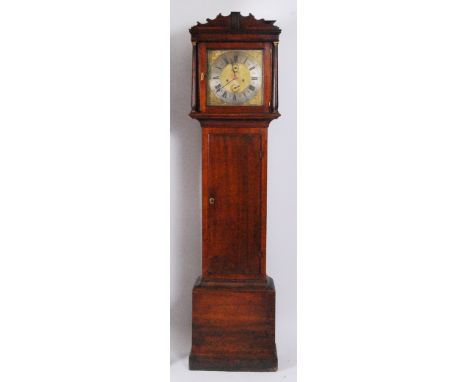 William Riches of Swanton Abbot - an 18th century oak longcase clock, having 12" square brass dial, signed to the silvered ch