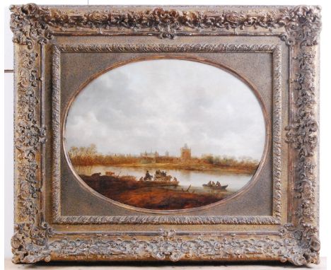 Jan Josephszoon van Goyen (Dutch 1596-1656) - View of a Town near a River, oil on oak panel, signed and dated 1641 lower left