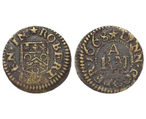 Norfolk, King's Lynn, 17th. century farthing token, by Robert Allen, 1668, D.66, with old ticket, scarce, NVF