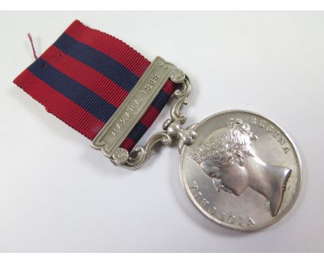 India General Service Medal 1854 with Hazara 1888 clasp (1245 Pte R Lockey 2nd Bn North'd Fus). Confirmed to roll. VF small e