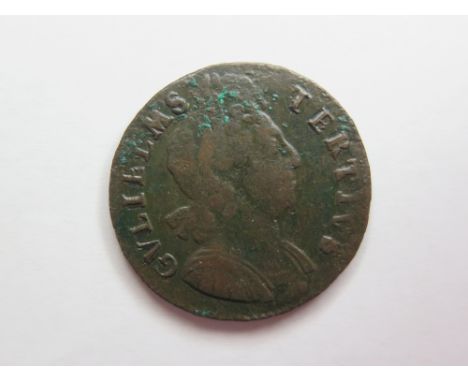Halfpenny 1700 GVLIELMS error legend, Peck 699, V.Rare, Fine with light porosity.