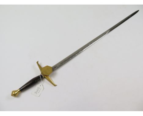 Sword: A Wilkinson Sword Co presentation sword in the Medieval style with down turned brass quillons. Brass Urn Pommel, plain