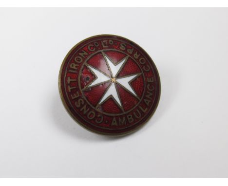 Consett Iron Co. Ltd. Ambulance Corps button type badge