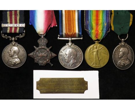 Military Medal + Bar group. MM + Bar (148 A.Sjt R Eason 1/1 Ches: FD: CO: RE.-TF), 1915 Star (148 2-Cpl R Eason RE), BWM & Vi